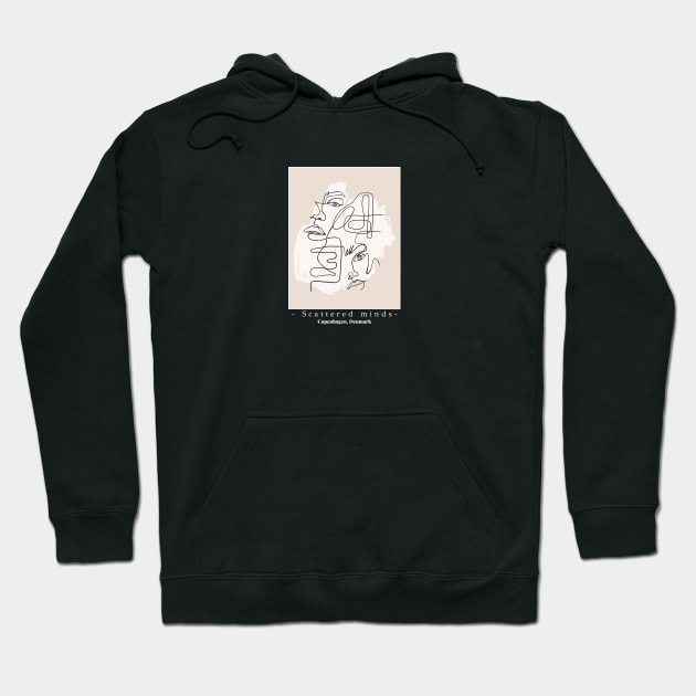 Scattered minds, Copenhagen Denmark trendy line art face Hoodie by ByPhillip